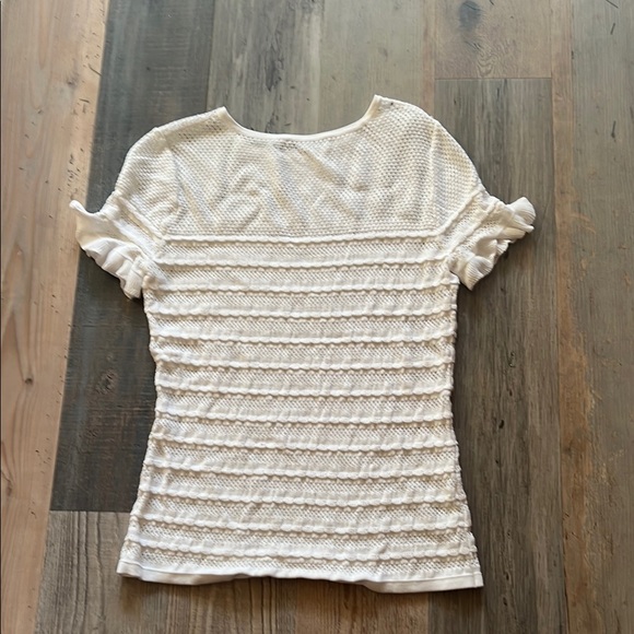 Bailey 44 White Crew Neck Smocked Short Sleeve Stretchy Tee Size: Small (S) - Picture 13 of 15